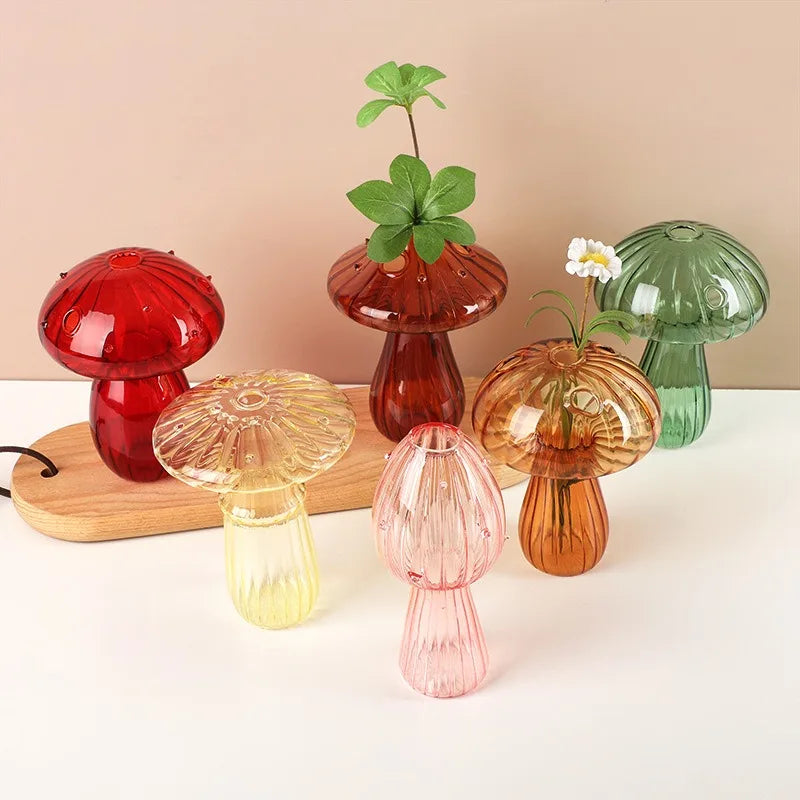 Transparent Mushroom Glass Vases